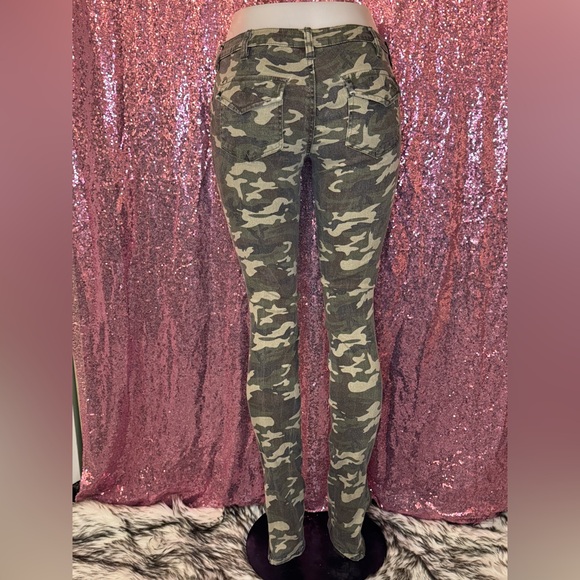 Vintage 90s Distressed Camouflage Spoon Jeans Skinny Twill pants 37” inseam. - Picture 4 of 11